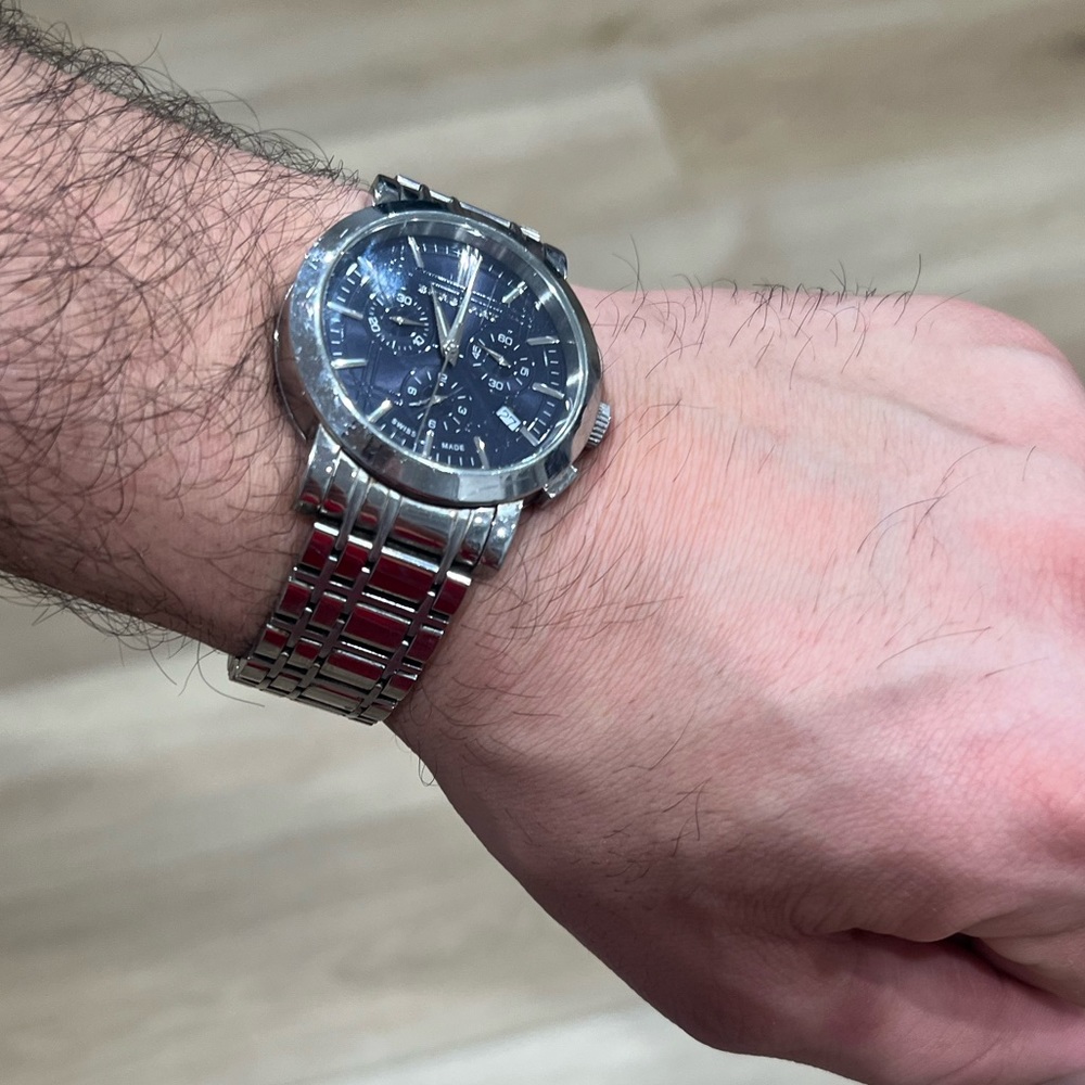 Stainless Steel 40mm Heritage Chronograph Quartz Watch Navy BU1360